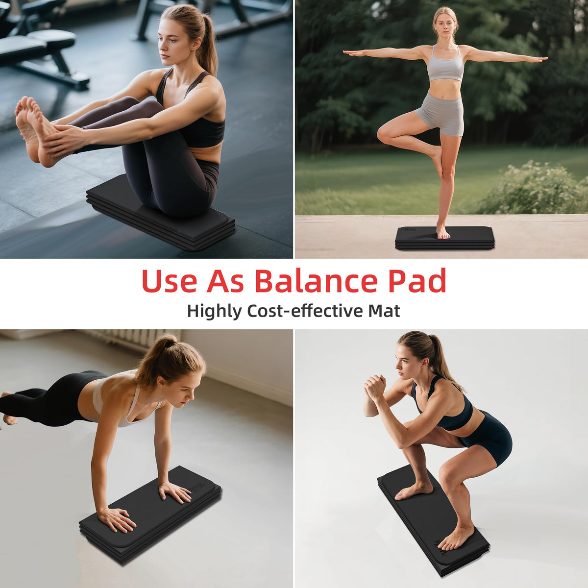 1 2 Inch 70"x24" Foldable TPE Yoga Mat (Light Coffee)