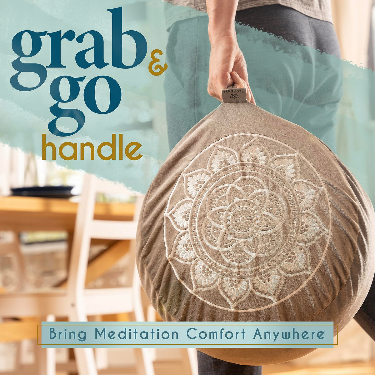 Meditation Cushion Grey Velvet Buckwheat Round Yoga Floor Seat (Grey)