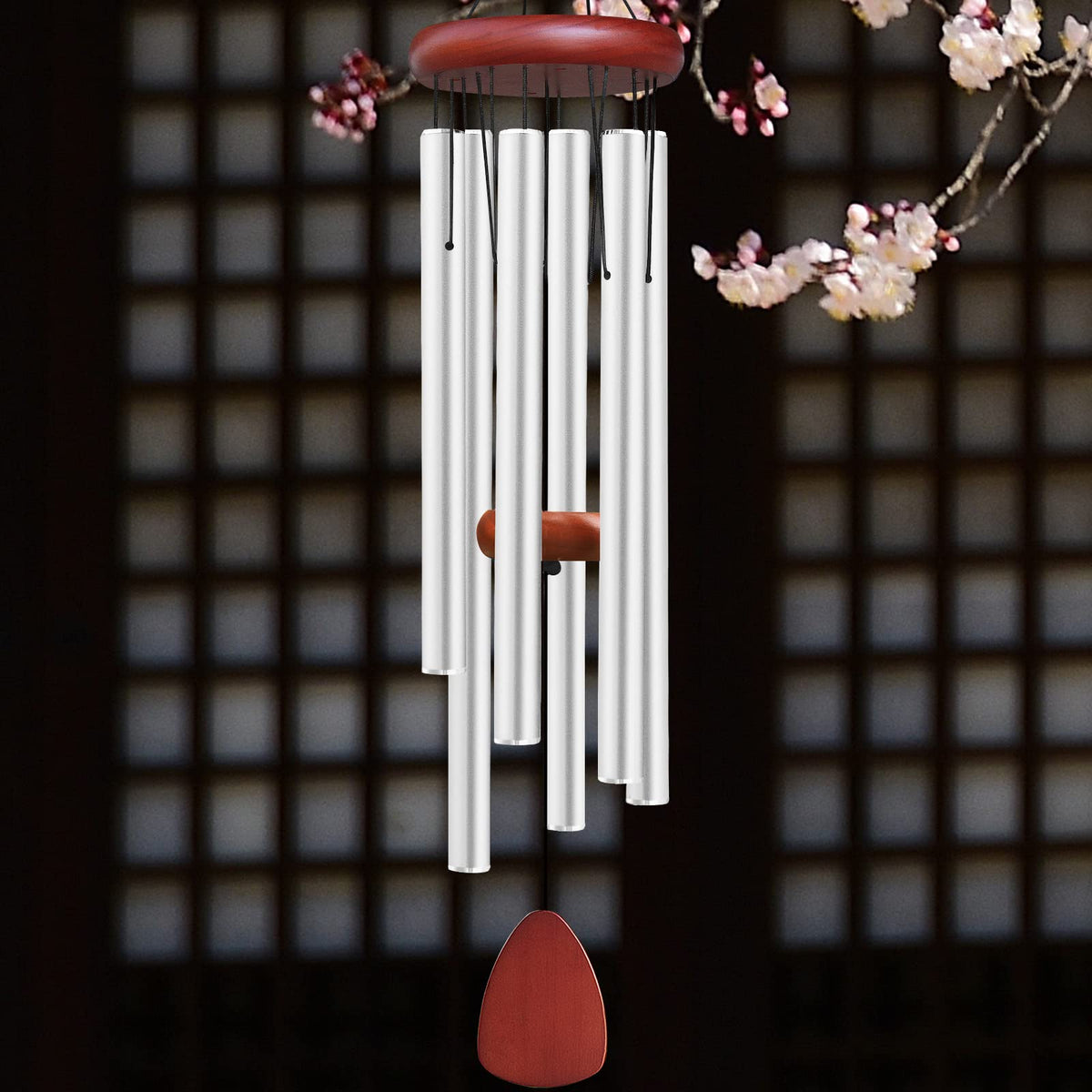 Large Aluminium Wind Chimes Outside (Silver Wind Chimes-36")