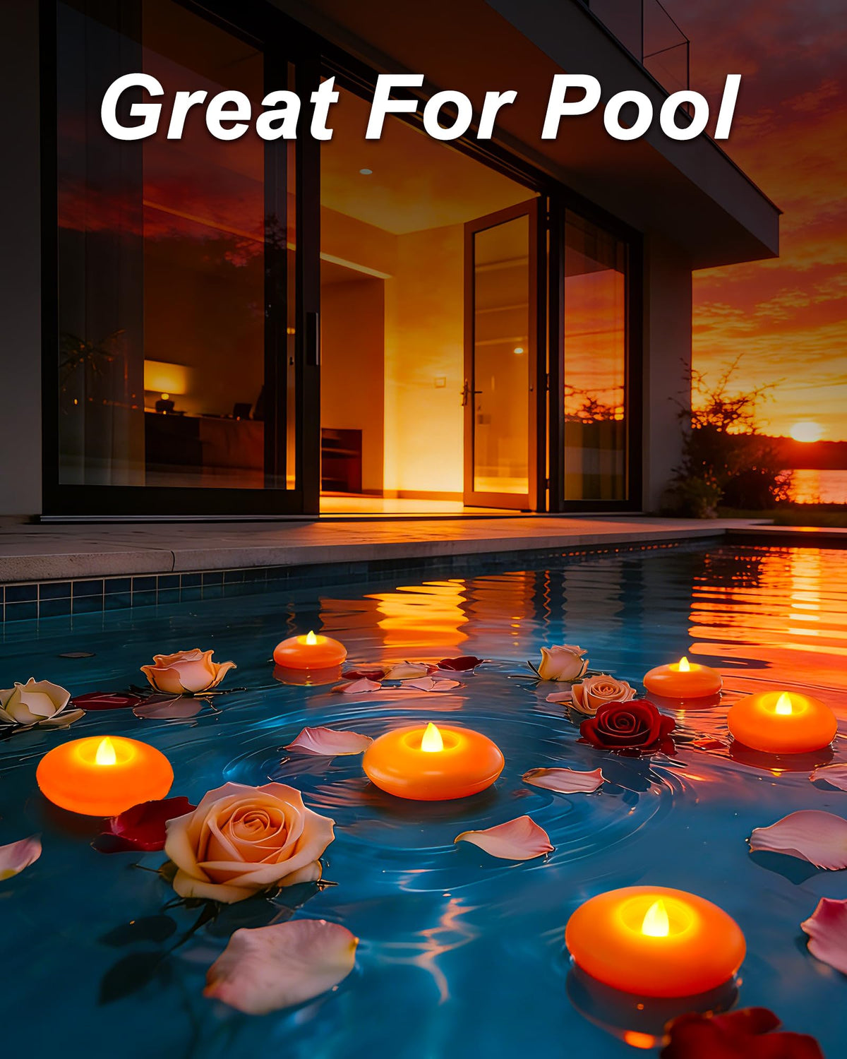 12Pack 3" Orange Flameless Floating LED Tealight Candles (Orange Base / 12 Pack)