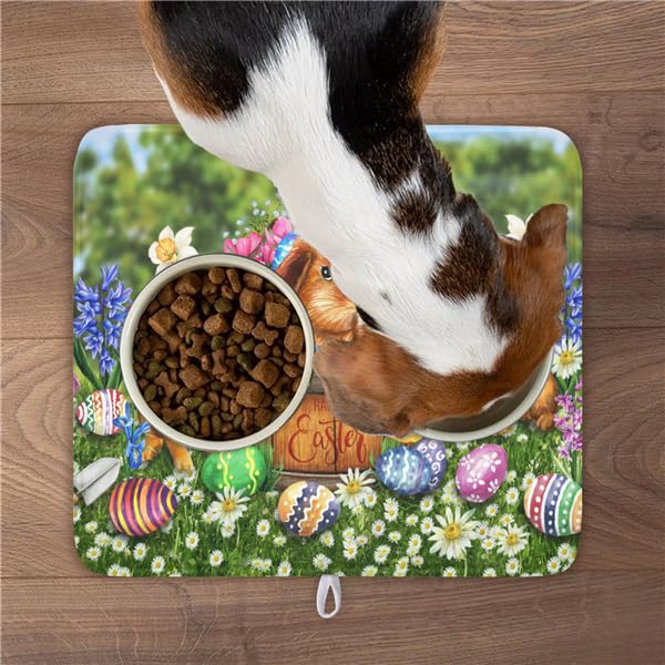 Easter Bunnies Eggs Dish Drying Mat for Kitchen Counter (Bunnies / 16" x 18")