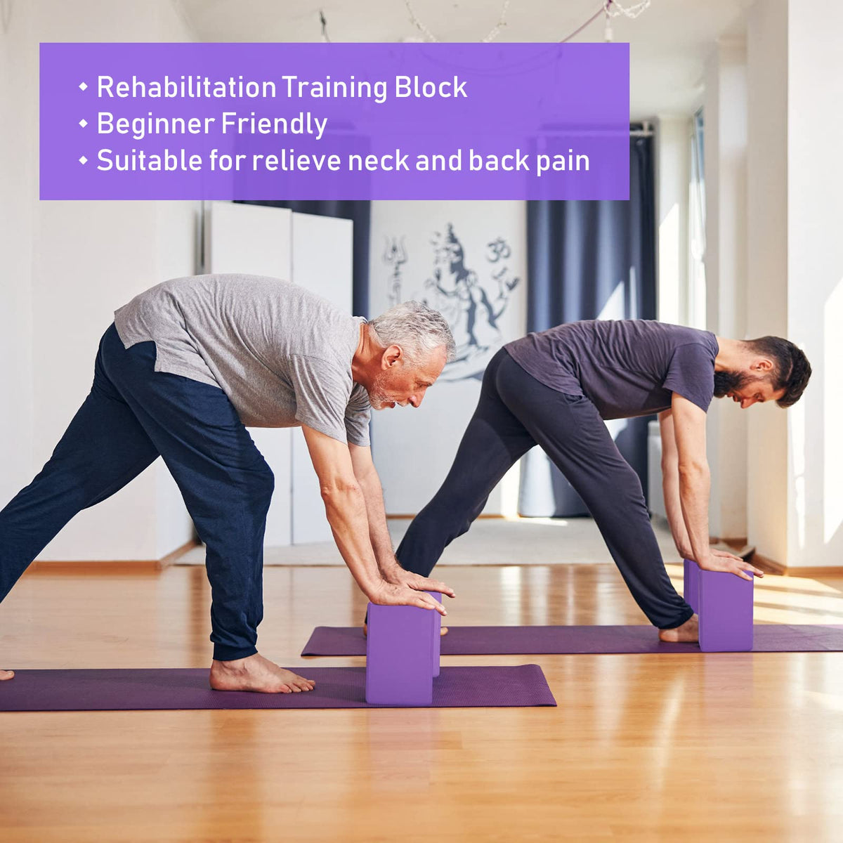 6 Pack Yoga Blocks 9 x 6 x 4 Inch EVA Foam Lightweight Non Slip Yoga Props for Pilates Stretching Meditation (Purple)
