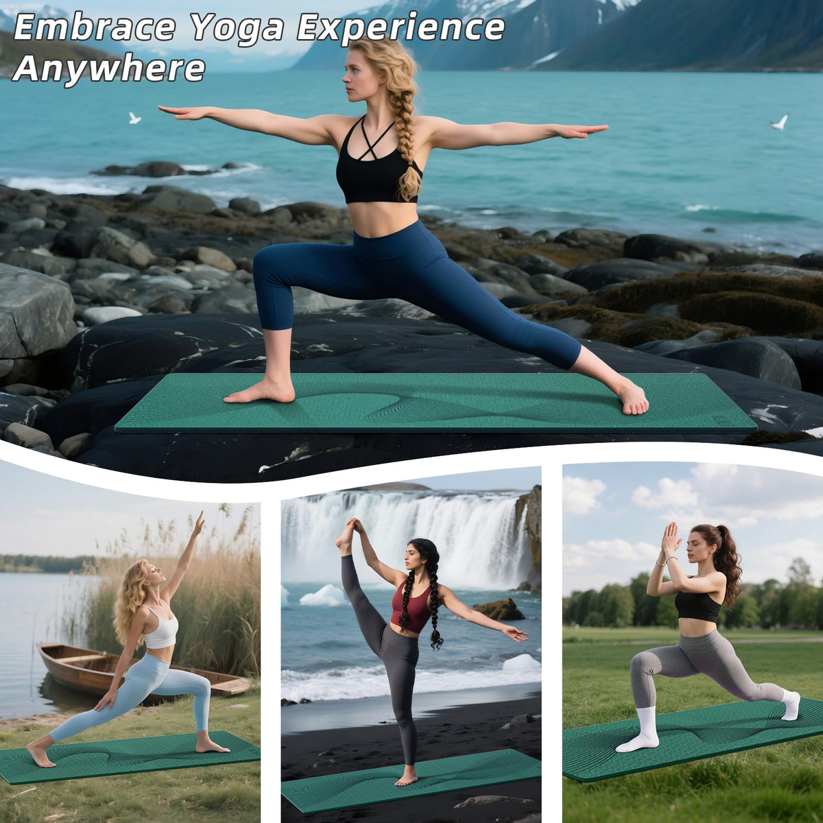 Yoga Mat 72x25×0.3 Inch (peacock green)