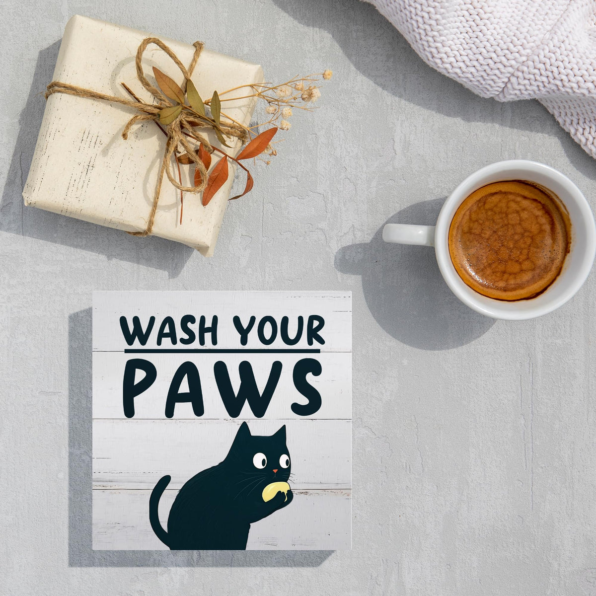 Funny Bathroom Cat Decor for Washroom Basin Farmhouse Toilet Table (Green)