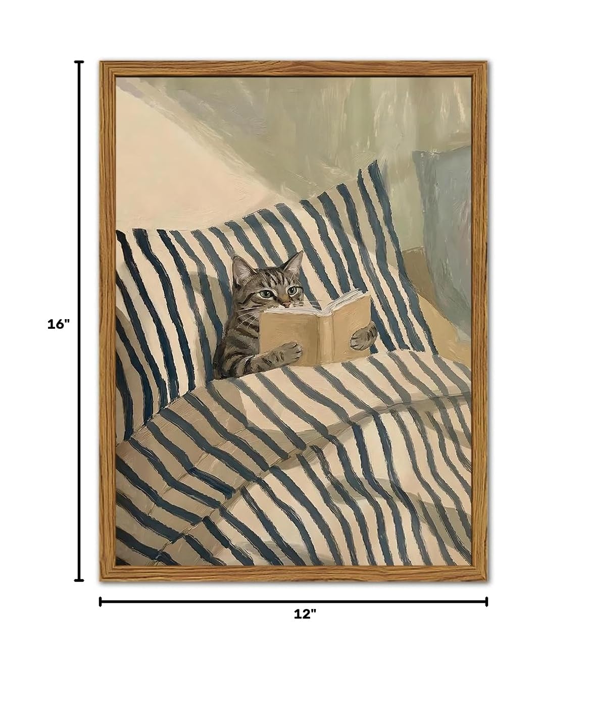 Framed Funny Cat Wall Art (Tabby Cat / 16"L x 12"W)