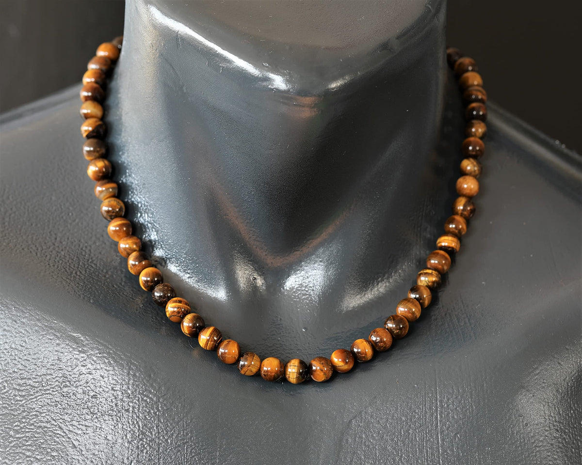 Natural Tiger Eye Beaded Choker Necklace (Tiger Eye / 36 Inches)