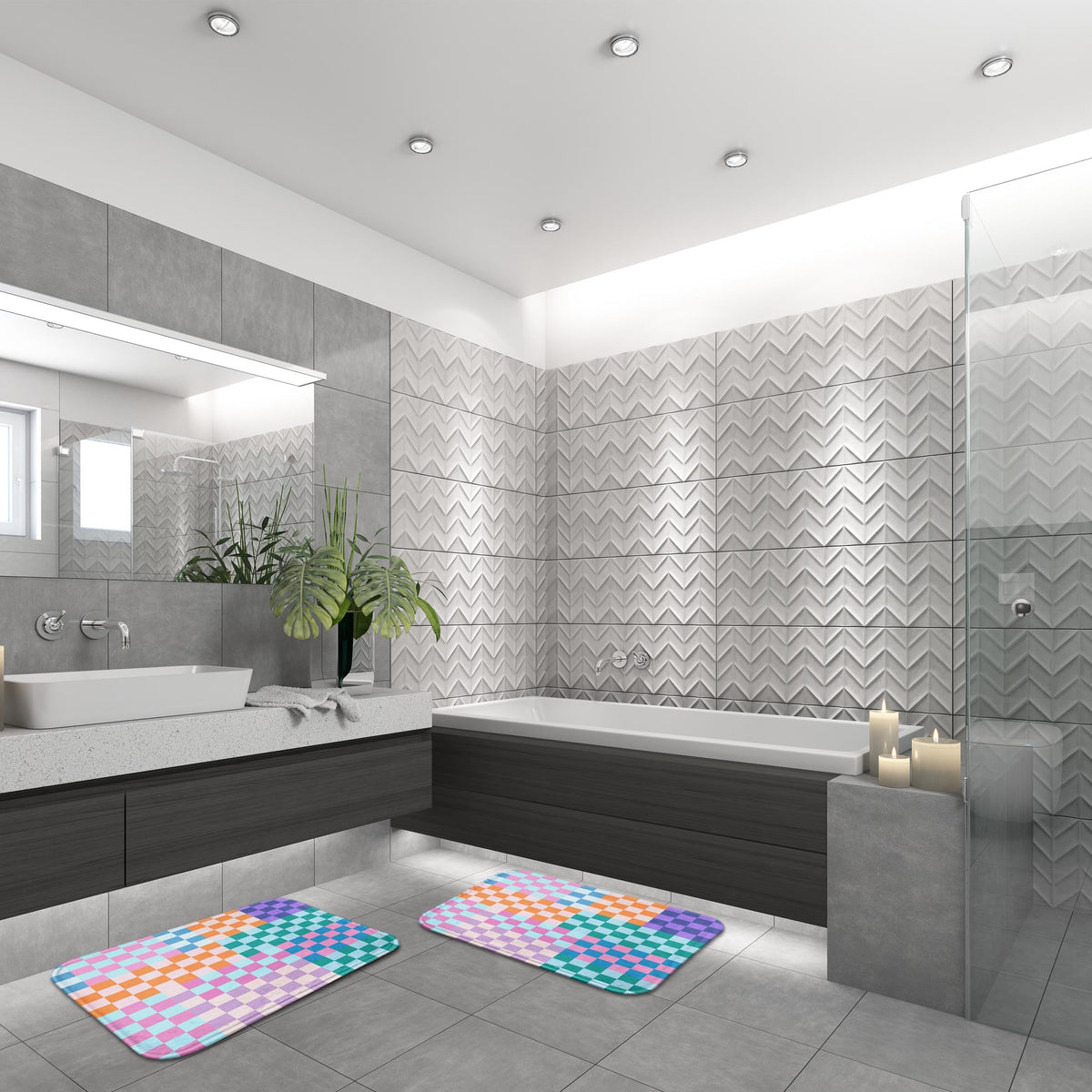 Bathroom Set of 3 (Retro Checkered)