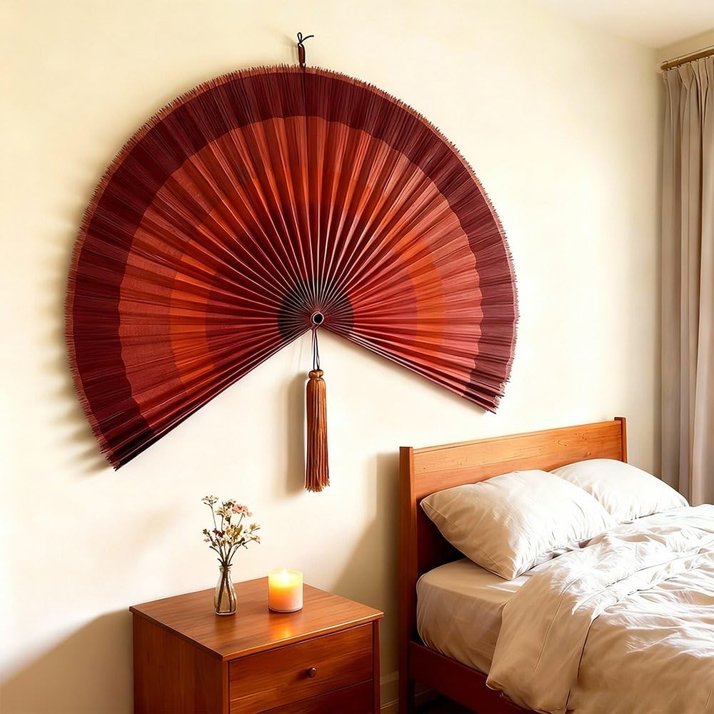Bamboo Fan Wall Decor (Terracotta / 40inch)
