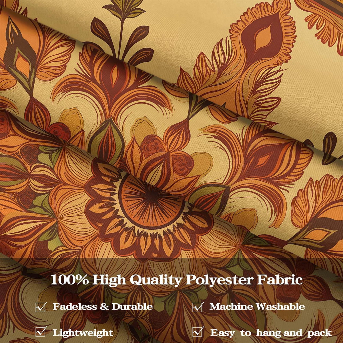 Boho Mandala Floral Tapestry Wall Hanging Bohemian Orange Yellow Flower Tapestry Aesthetic Vintage Sunflower Indian Cute Small Tapestries for Bedroom Living Room Dorm Decor 60 x 44 Inch (Bohemian / Orange Yellow / 60"L x 44"W)