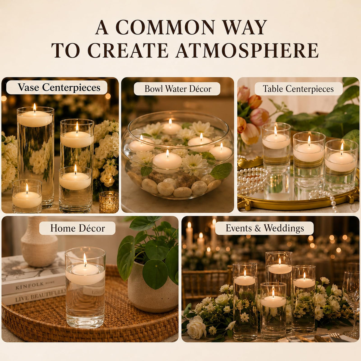 2 Inch Floating Candles (Ivory-12pack / 2 inch)