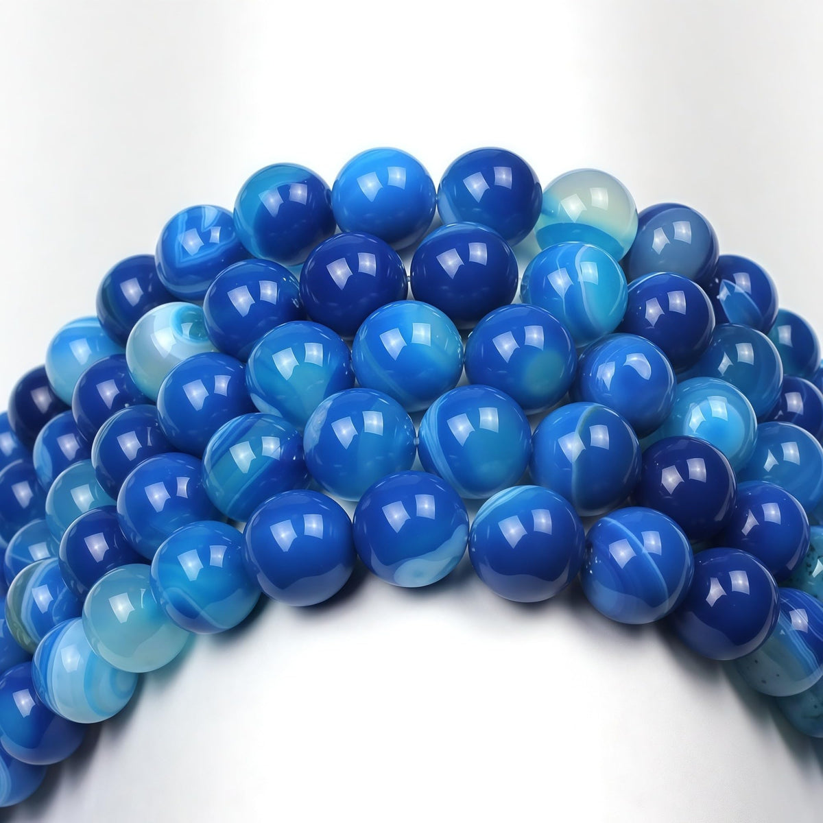 Natural Stone Beads Blue Striped Agate Round Loose Beads for Jewelry Making DIY Bracelet Necklace (Blue Striped Agate / 10mm)