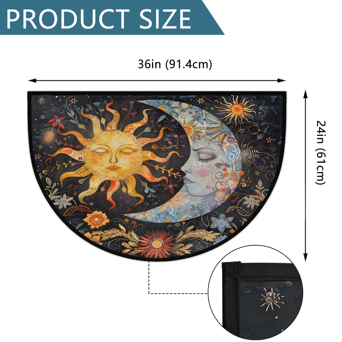 Moon Sun Half Round Door Mat Non (A:a-2)