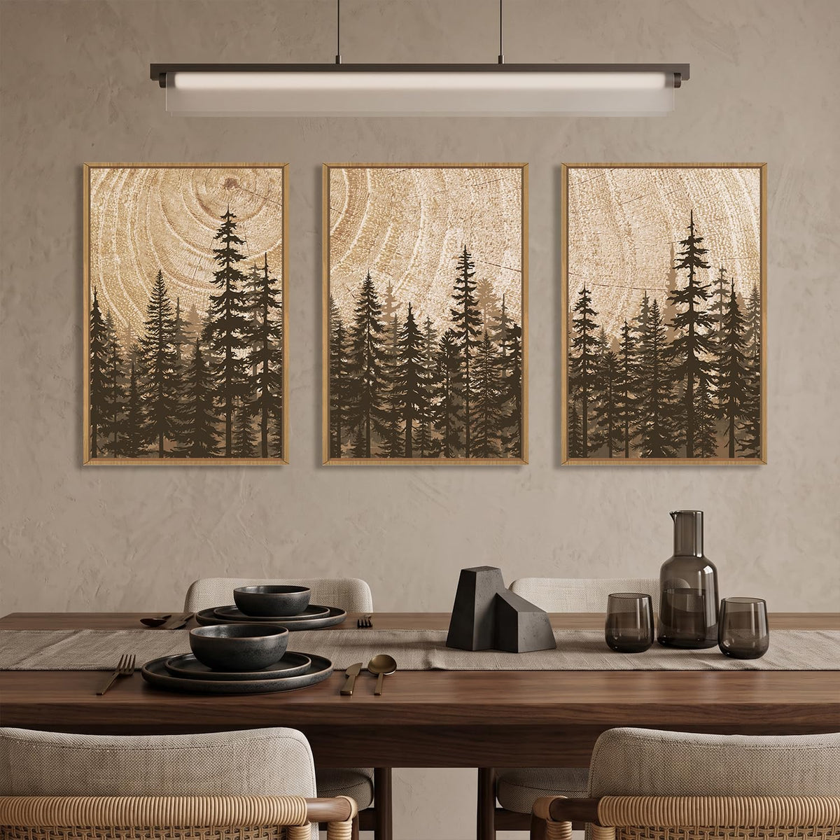 Pine Tree Framed Canvas Wall Art Set (Pine Tree Wall Art / 24"L x 36"W)