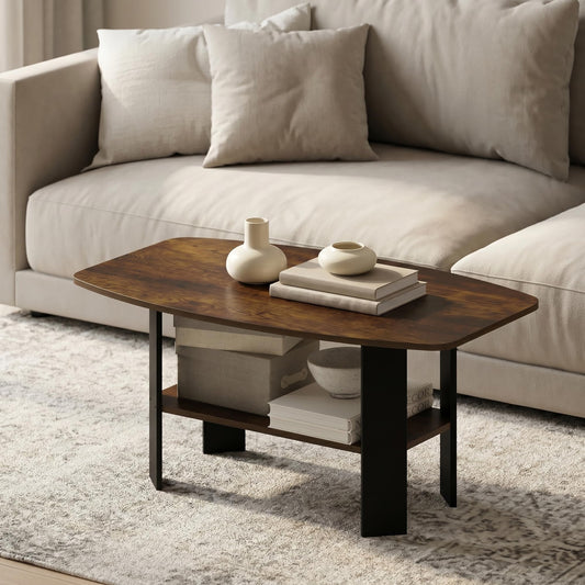 Simple Design 2 (Amber Oak/Black / 2-Tier Open Shelf)