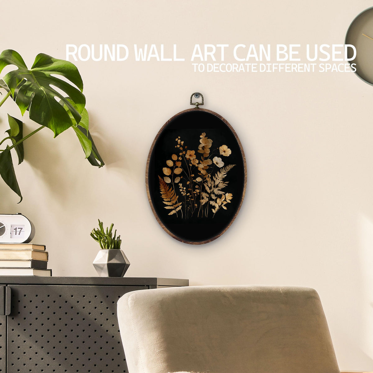 Moody Floral Botanical Oval Wall Art Decor (flower-3)