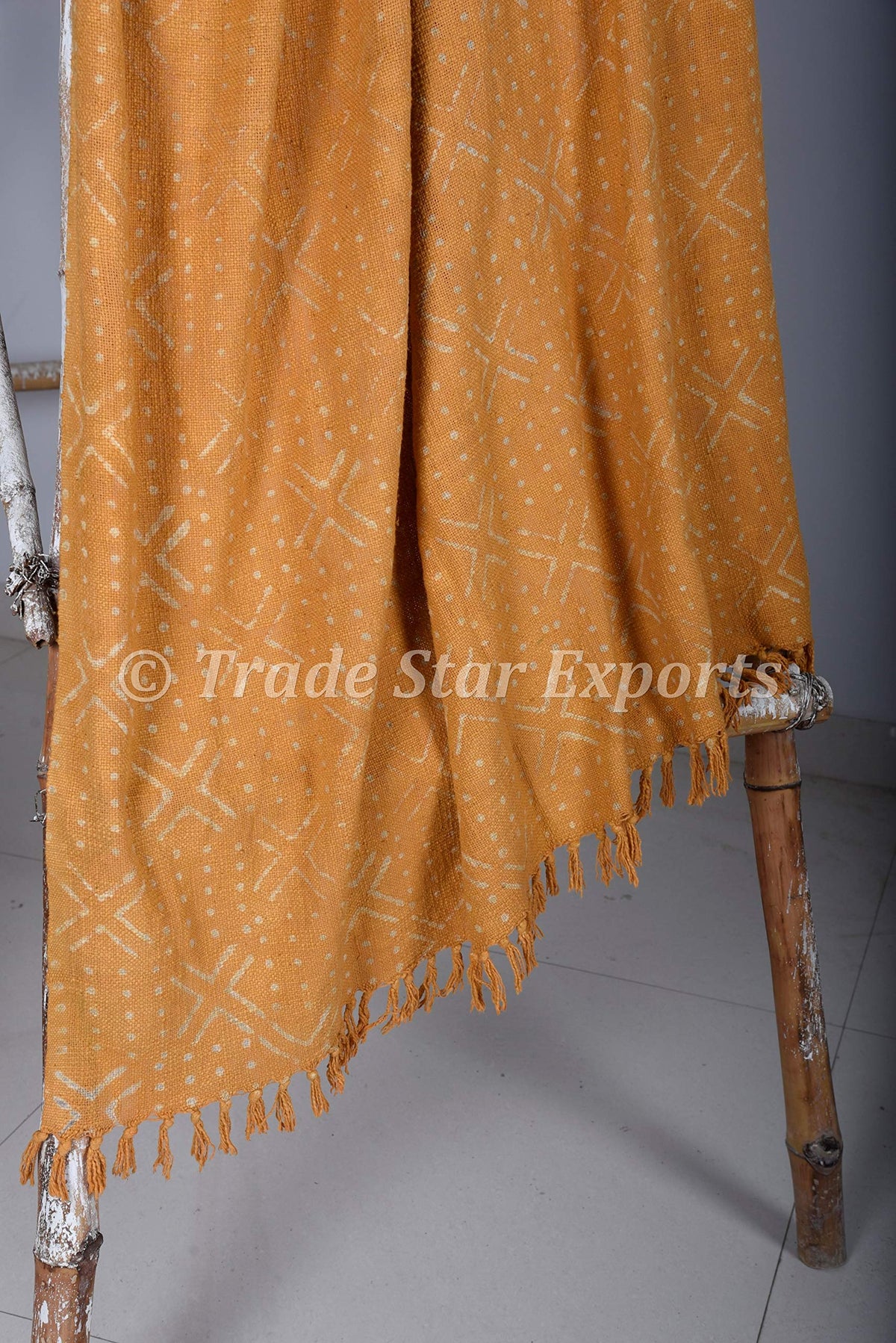 100% Cotton Soft Tassel Blanket (Mustard / Nova (120 x 170 Cms))