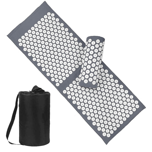 47" Acupressure Mat and Pillow Set with Carry Bag (Gray-large)