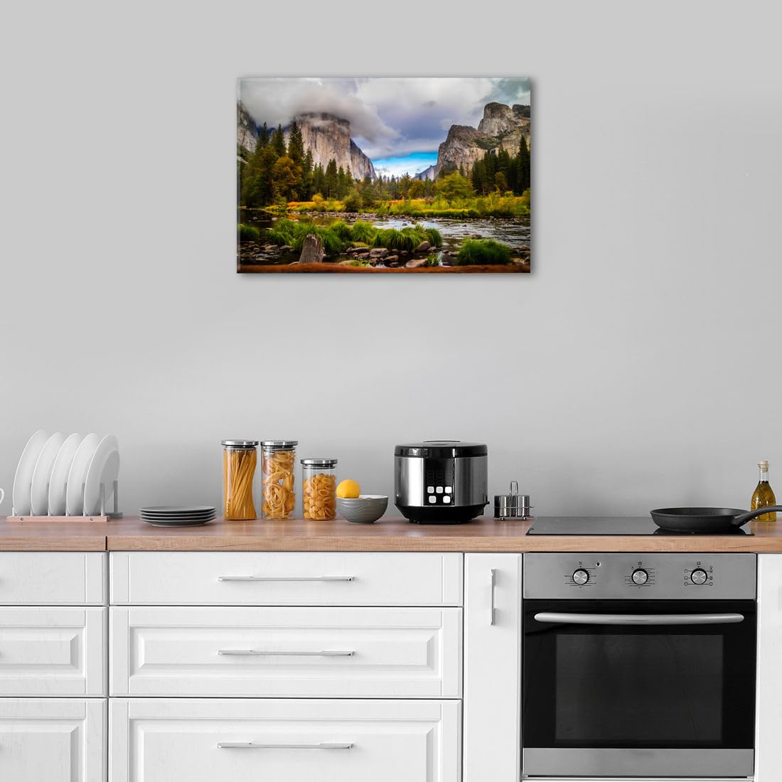 Yosemite Canvas Wall Art for Office Wall Decor National Park Mountain Landscape Picture Nature Posters Prints Forest Moving River Scenery Painting Canvas Framed Artwork for Living Room Bathroom 20x30” (30"L x 20"W / Yosemite)