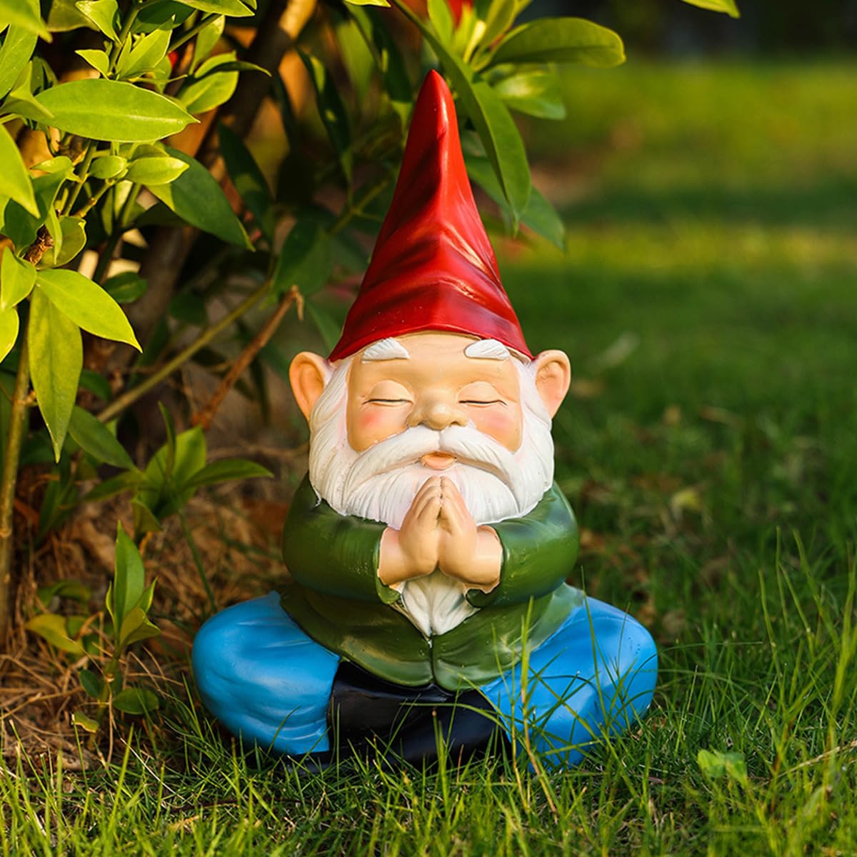Meditation Gnome Garden Statue (Red Hat)