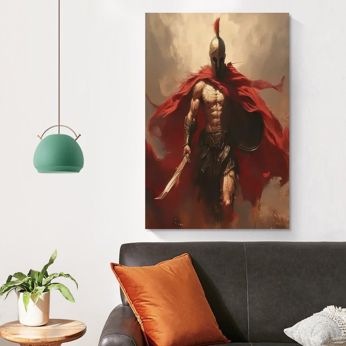 Spartan Warrior Motivational Battle Scene Poster Canvas Printing Wall Art Prints Wall Decor Posters Red Cape Ancient Greek Hero Dark Dramatic Living Room Bedroom Office Decor 24x36inch (style-12 / 24x36inch(60x90cm) Unframe)