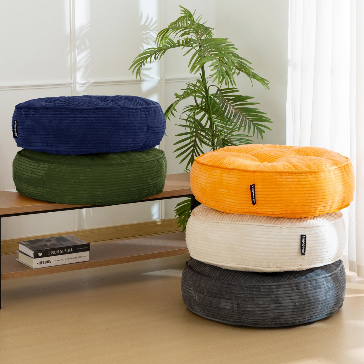 6" Extra Thick Floor Pillow Cushion for Adults (Round Dark Grey / 6" Thick(Pack of 2))