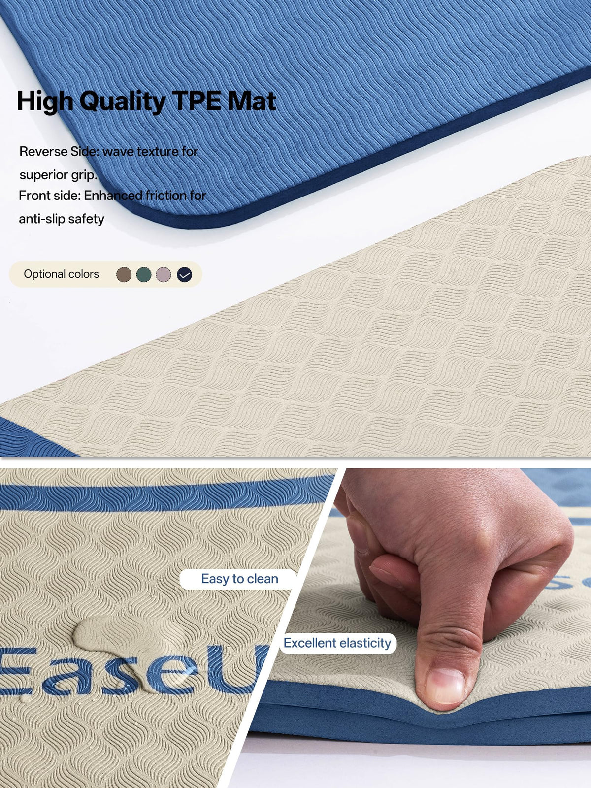10mm Thick Yoga Mat (Blue)