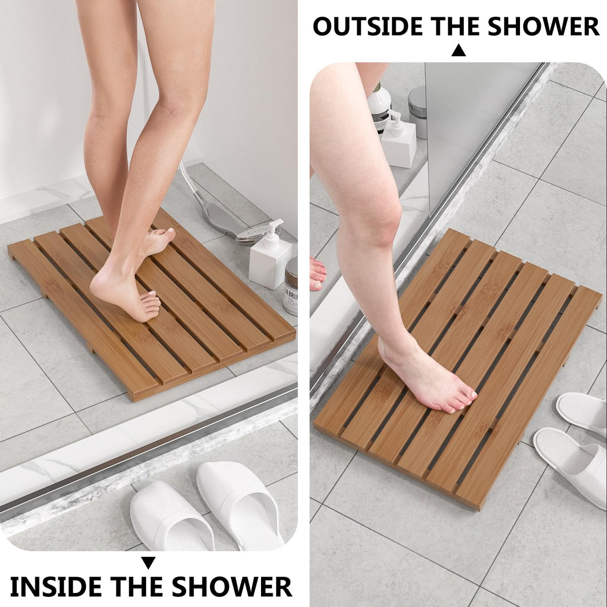 Wooden Bamboo Bath Shower Mat (Walnut / 21.3" x 14.2" (Rectangular))