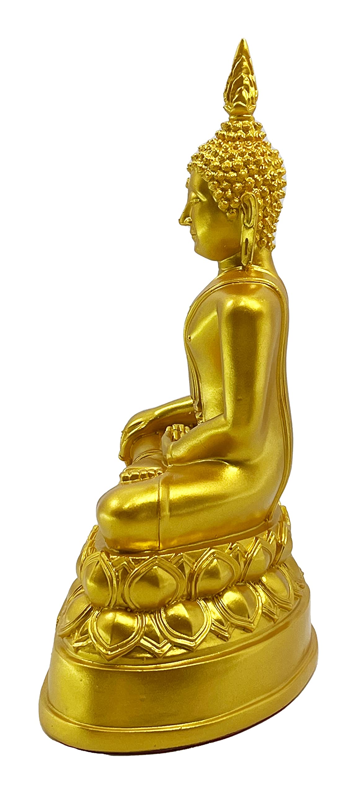 Buddha overcoming Temptations 9" H. Gold Thai Buddha Statue for Home Decor Living Room Decor Small Gift Office Gift Sculpture Figurines Zen Altar (Gold)