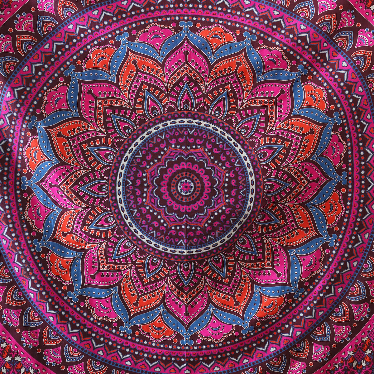 Mandala Hippie Psychedelic Ombre Tapestry Wall Hanging (60L" x 54W" / Purple Wine)