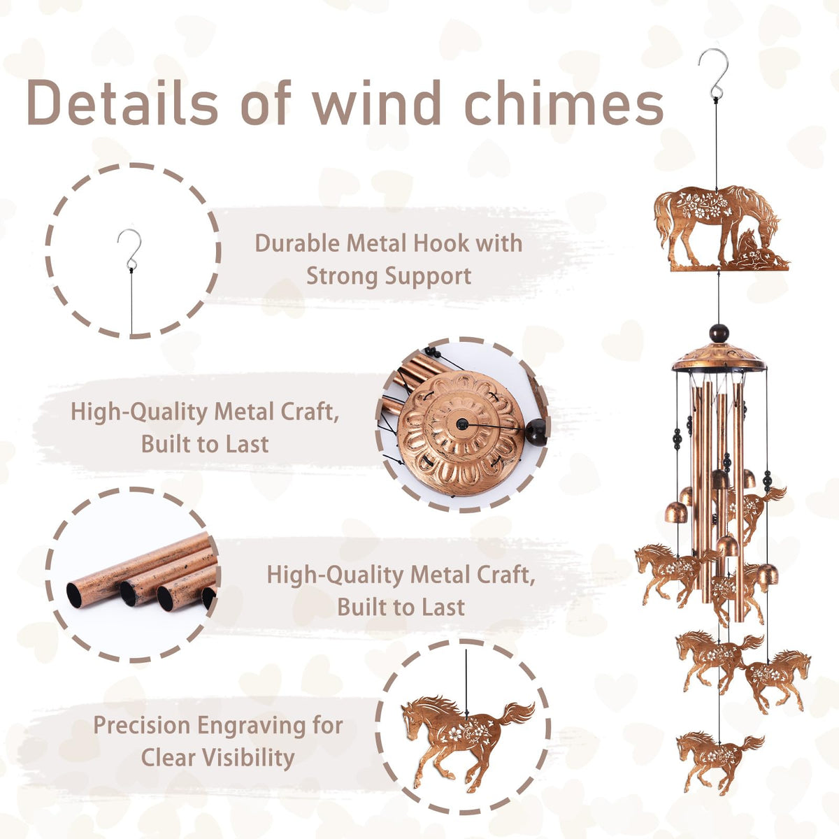 Horse Wind Chimes for Outside (Steed)