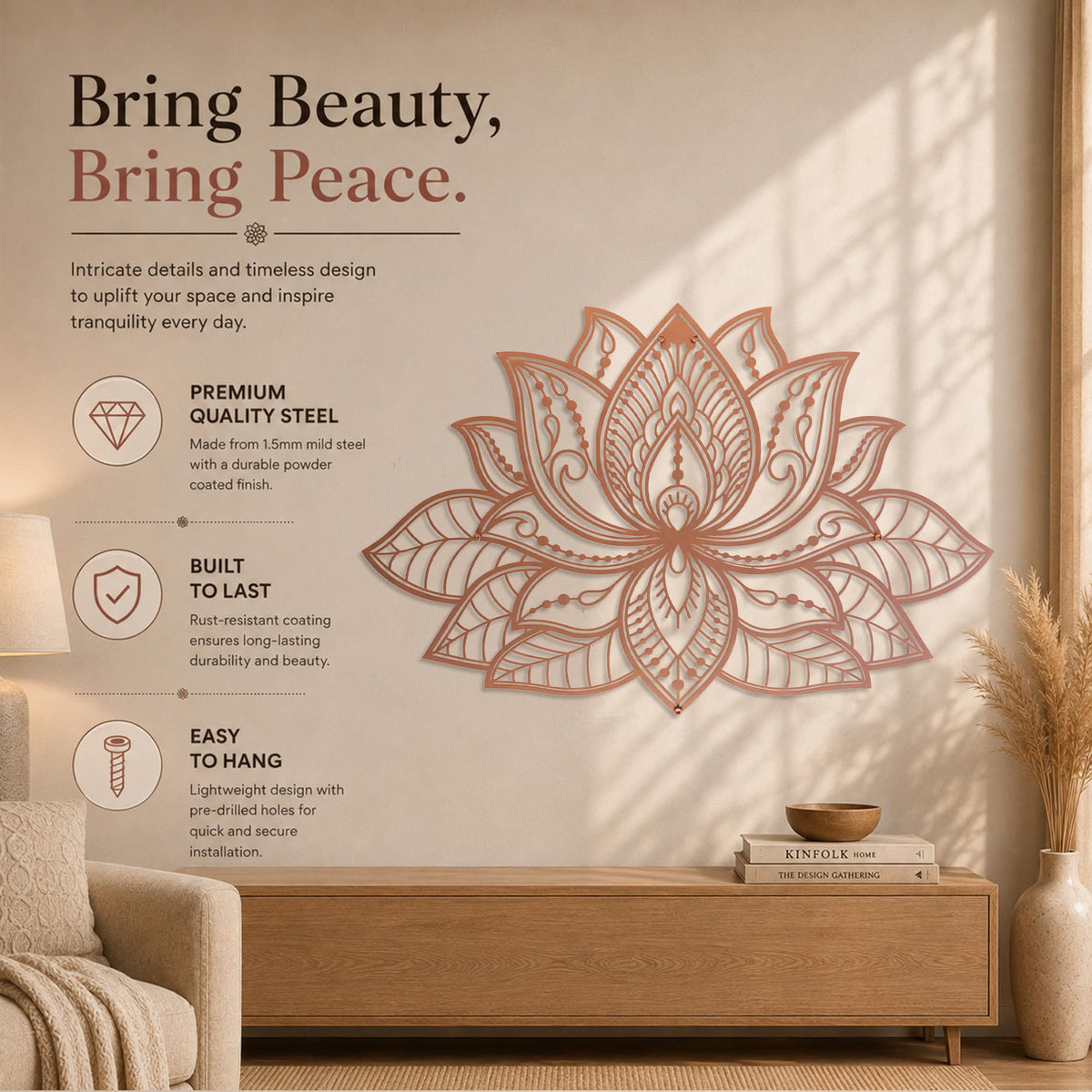 Mandala Metal Wall Decor (26.3" x 17" / Copper)
