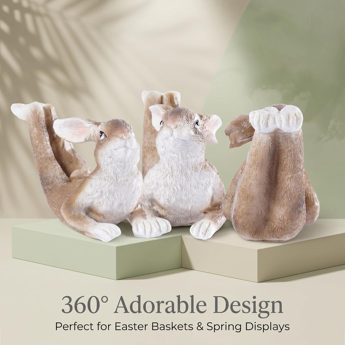 Yoga Bunny Figurines Resin Rabbit Statue Meditation Decor Zen Garden Decor Outdoor Easter Bunnies Decor Small Garden Statues for Outside Home and Outdoor Bunny Decor Yard (Lying)