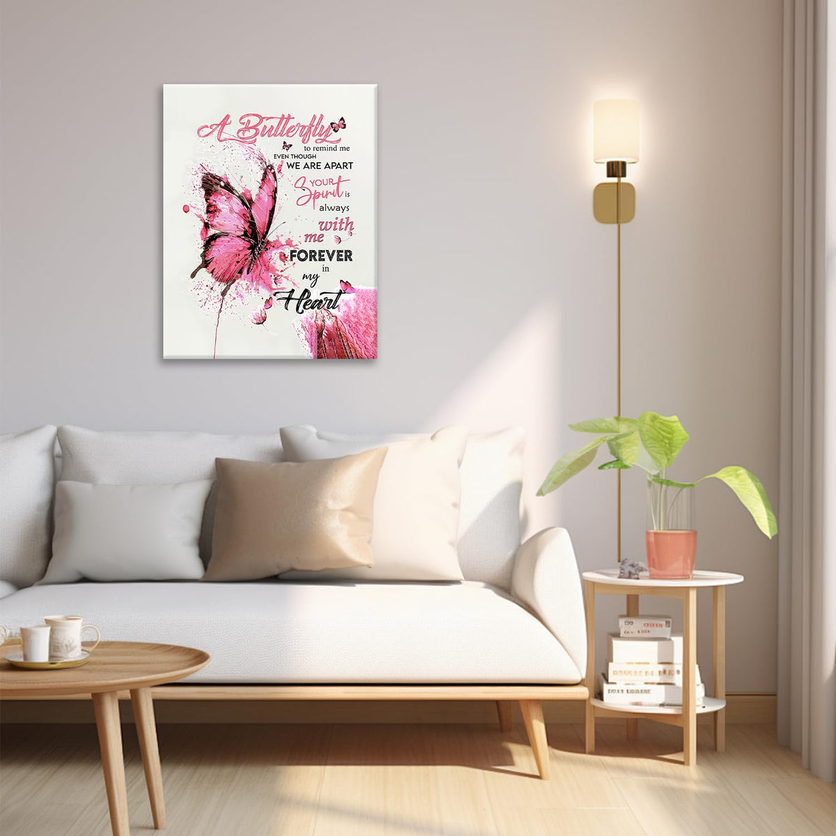 Pink Butterfly Wall Art Watercolor Bathroom Pictures Wall Decor Inspirational Quotes Canvas Prints Painting Framed Artwork Decoration for Bedroom Living Room Office 24"x20" (24"L x 20"W / Watercolor Butterfly-Pi)