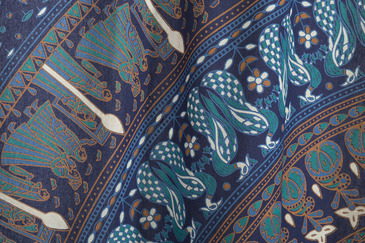 Indian Hippie Bohemian Beautiful Elephant Blue Color Mandala Curtain Panels (25"W x 74"L (Pack of 2) / Blue Tarquoise)