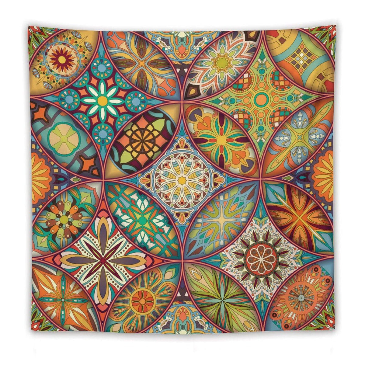 Boho Floral Tapestry Wall Hanging Colorful Bohemian Mandala Tapestries Home Decor for Living Room Bedroom Apartment Farmhouse Dorm 60"x60" (60"L x 60"W / Mandala-20)