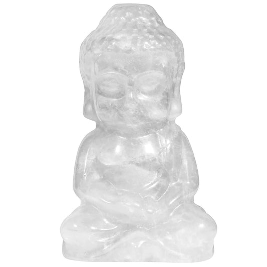 1.9 Inch Rock Quartz Meditating Buddha Statue (Clear)