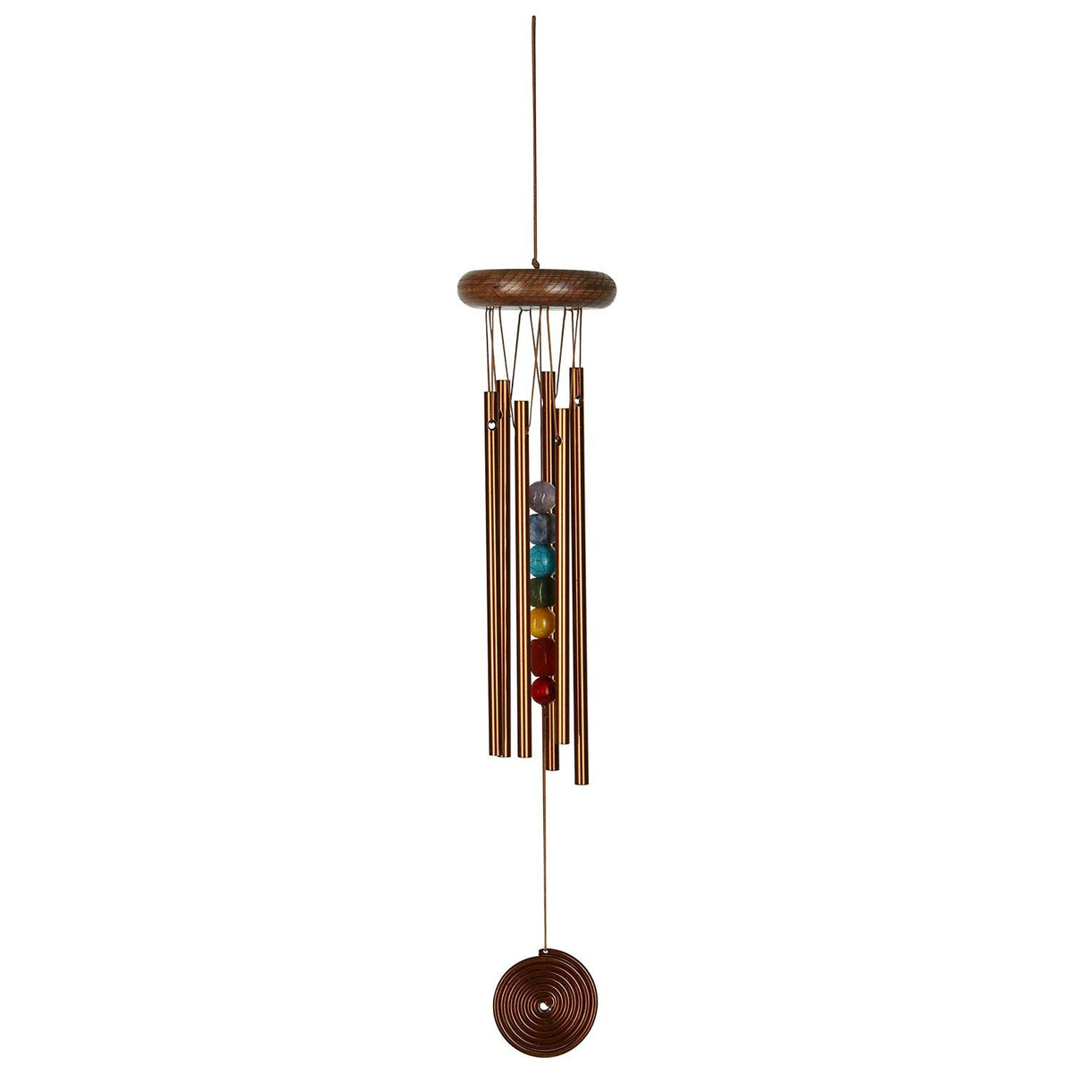 Woodstock Wind Chimes Chakra 7 Stones Windchime 17 Inch Bronze Eastern Energies Outdoor Yoga Meditation Chime for Outside Patio Home Garden Decor
