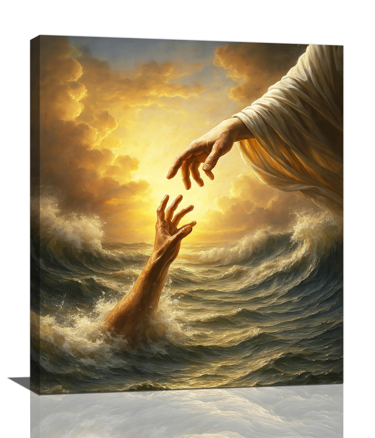 Jesus Wall Art Christian The Hand of God Wall Decor Religious Bible Canvas Paintings Pictures Christ Prints Artwork Framed Decorations For Church Prayer Room Bedroom Living Room Gifts 20" x 24" (Jesus / 24"L x 20"W)