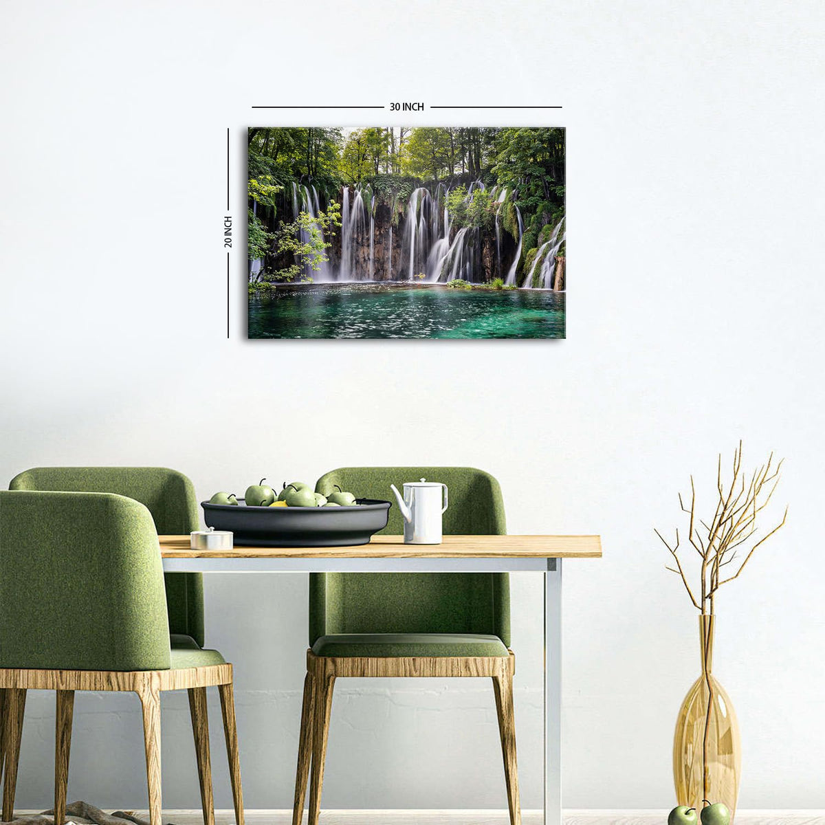 Rustic Waterfall Wall Art Nature Green Forest Pictures for Bedroom National Park Posters Mount Lake Scenic Canvas Prints Landscape Artwork Wall Decor Living Room Bathroom Office Home Decoration 20x30" (30"L x 20"W / Waterfall)