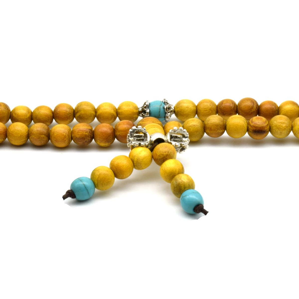 Natural Golden Sandalwood Mexican Bocote Mala Prayer Bracelet Link Wrist Necklace Beads (6mm 108 beads special)