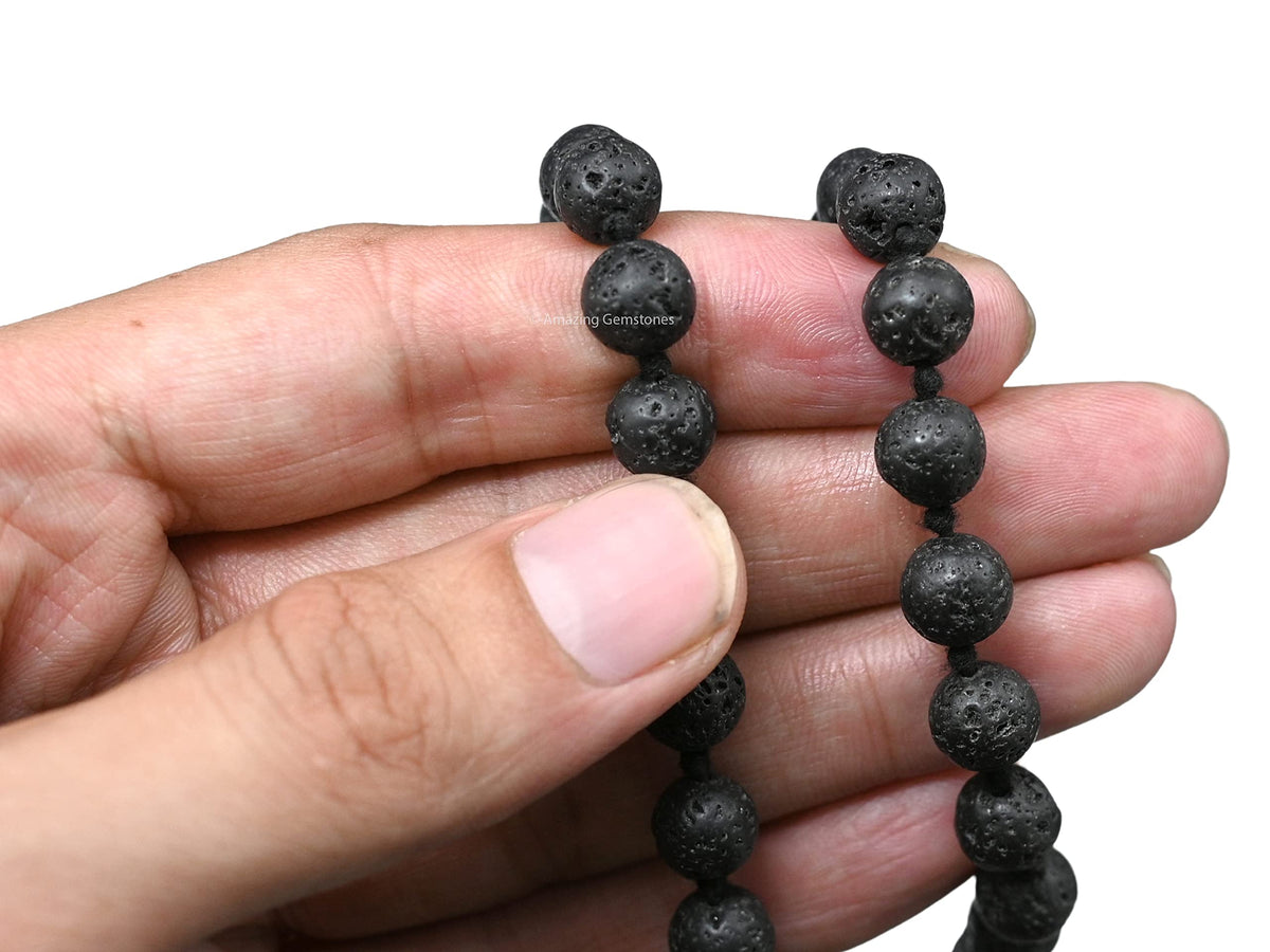 Lavastone Mala Beads (Lava Stone / Knotted)