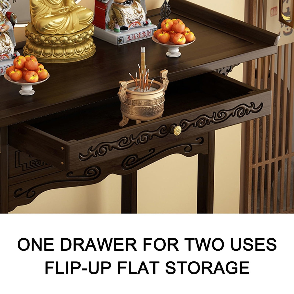 Meditation Altar Table Cabinet with Drawer (80*33cm/31.5*13in)
