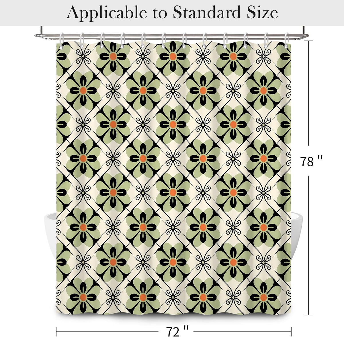 Retro Floral Shower Curtain 72x78 Inch (Fresh Flowers / 72"W x 78"L (Pack of 1))