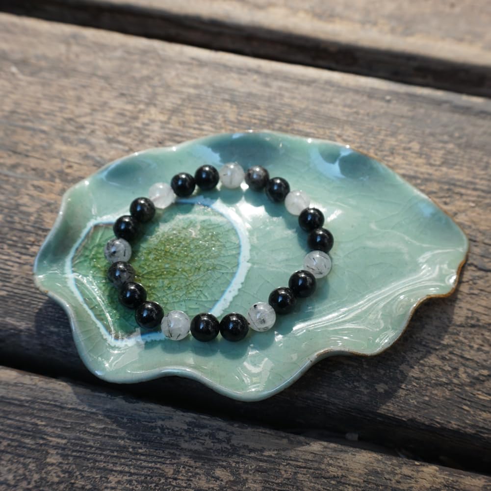 10MM Black Rutilated Quartz Bracelet (10MM Black Rutilated Quartz Bracelet)