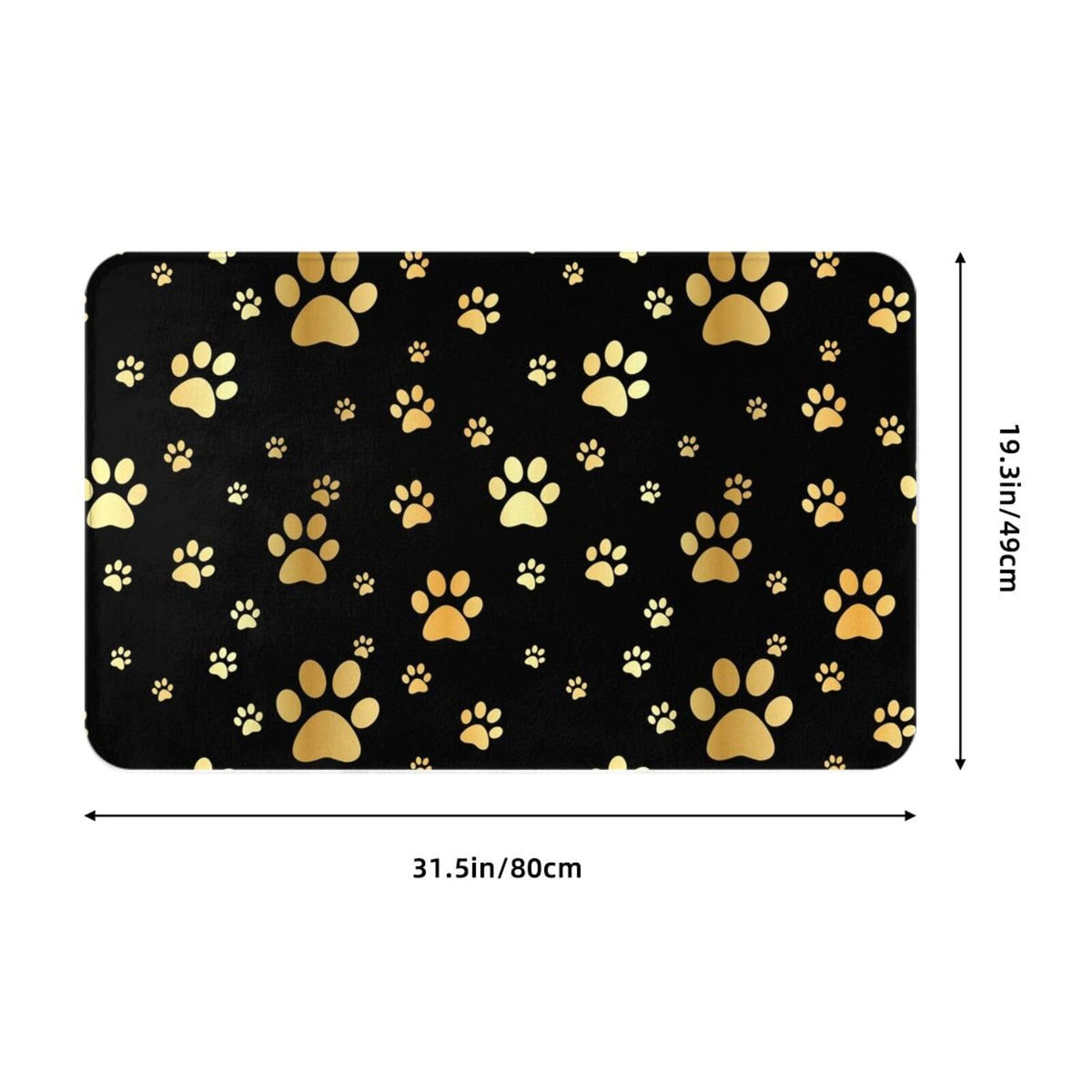 Dog Gold Paw Prints Bath Mat Non (1'8" x 2'8" (Rectangular) / Dog Gold Paw Prints)