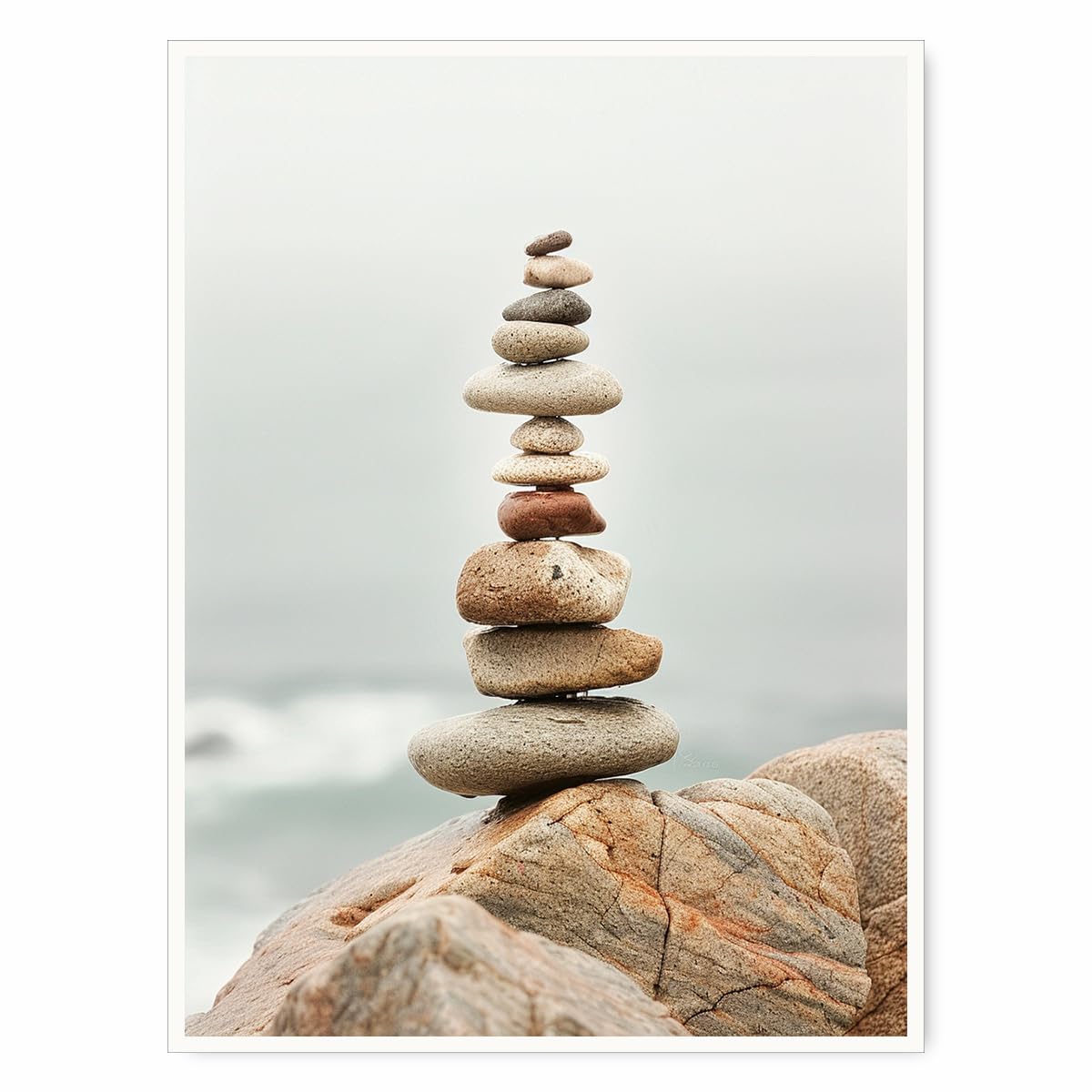 Tall Zen Rock Stack Wall Art (Unframed-7 / 11"L x 14"W)