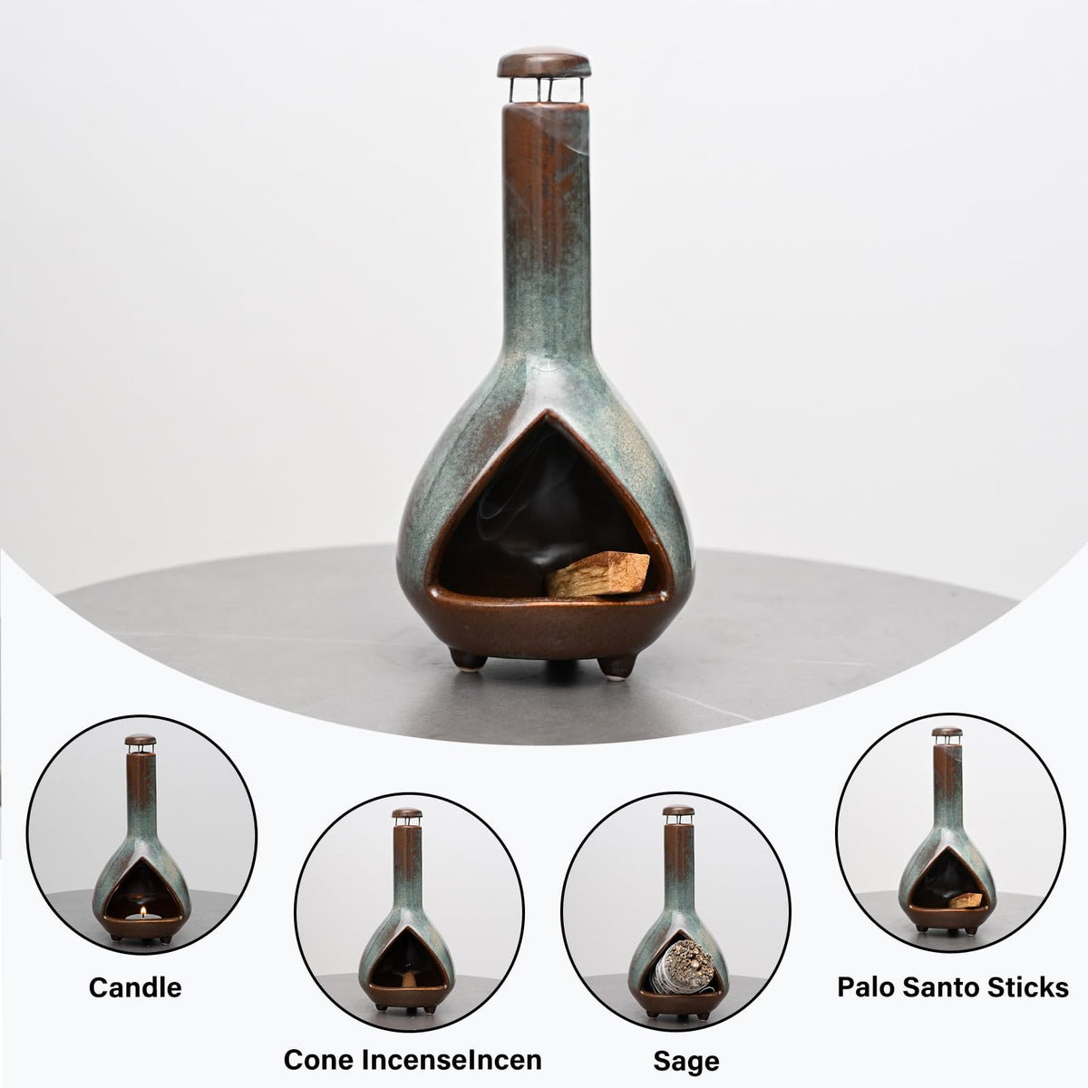 Handmade Ceramic Sage Holder (Furnace Wire Palo-army Green)
