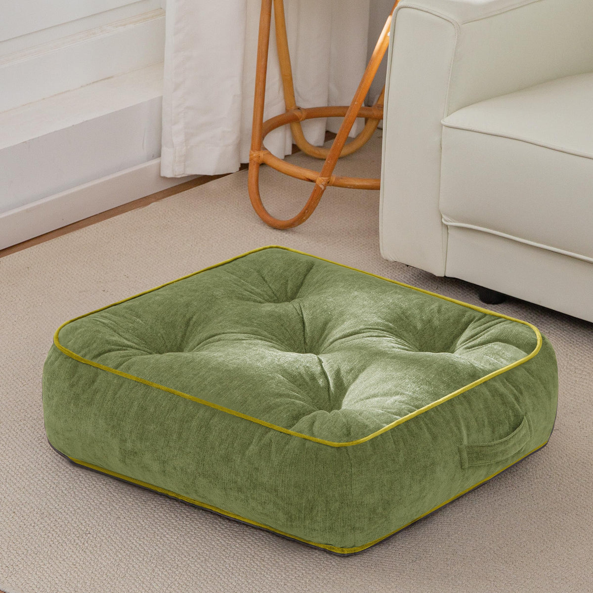 6" Extra Thick Floor Pillow Cushion for Adults (6" Thick(Pack of 1) / Square Green)