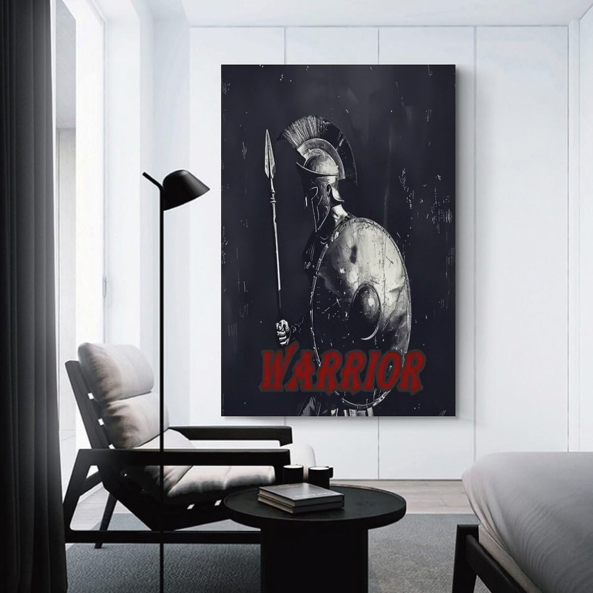 Warrior Spartan Art Poster Canvas Printing Wall Art Prints Wall Decor Posters Ancient Greek Soldier Helmet Shield Spear Battle Style Dark Blue Living Room Bedroom Office Gym Decor 24x36inch (style-5 / 24x36inch(60x90cm) Unframe)
