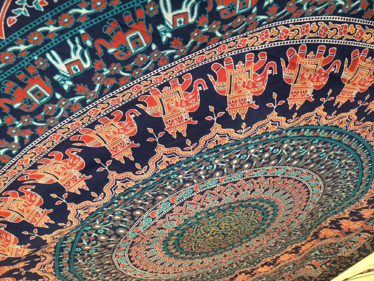 Tapestry Wall Hanging Hippie Mandala Bohemian Hippy Psychedelic Design Indian Indian Magical Tapestries Bedspread 90 x 108 Inches (108"L x 90"W / Neavy Blue)
